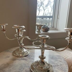 Antique English Silver Twisted Arm Candelabra Set